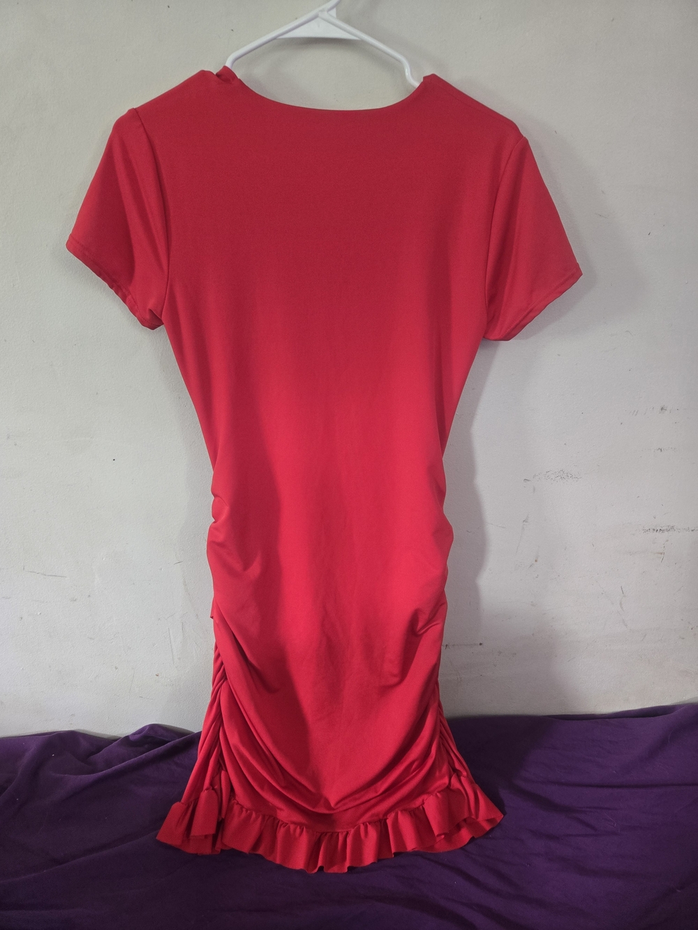 SHEIN Bright Red Ruched Short Sleeve Dress